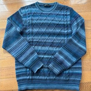 Men’s Bugatchi Striped Cable Jacquard Sweater size Large